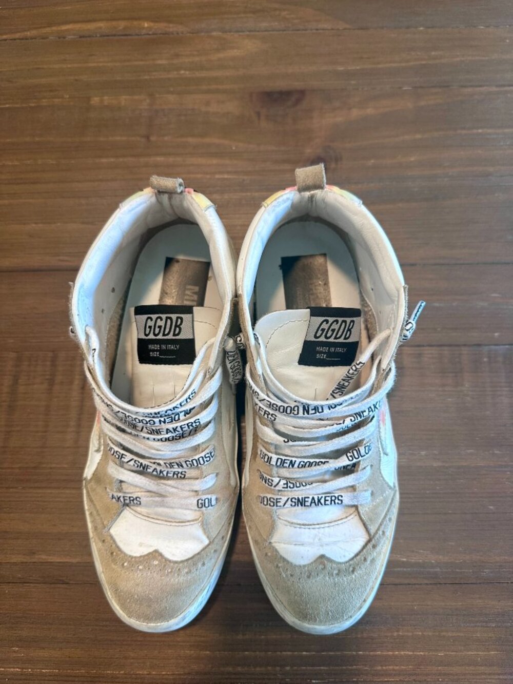 Golden Goose Francy High Top Sneakers White Leather Tan Suede Size 36/6 - Picture 3 of 16